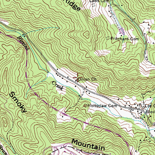 Topographic Map of Union Church, NC