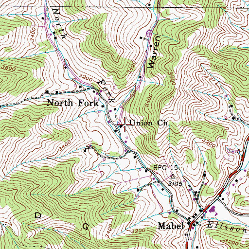 Topographic Map of Union Baptist Church, NC