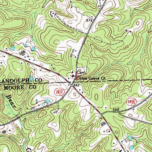 Topographic Map of Union Grove Church, NC