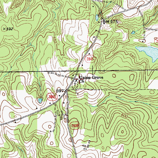 Topographic Map of Union Grove Church, NC