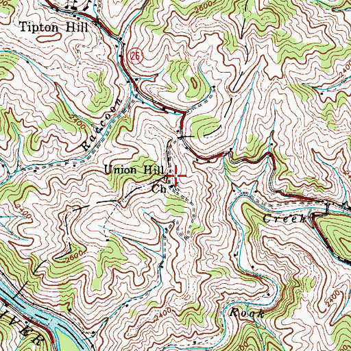 Topographic Map of Union Hill Church, NC