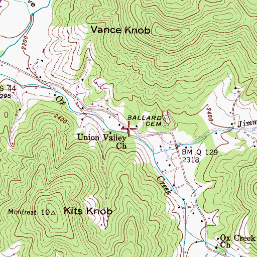 Topographic Map of Union Valley Church, NC