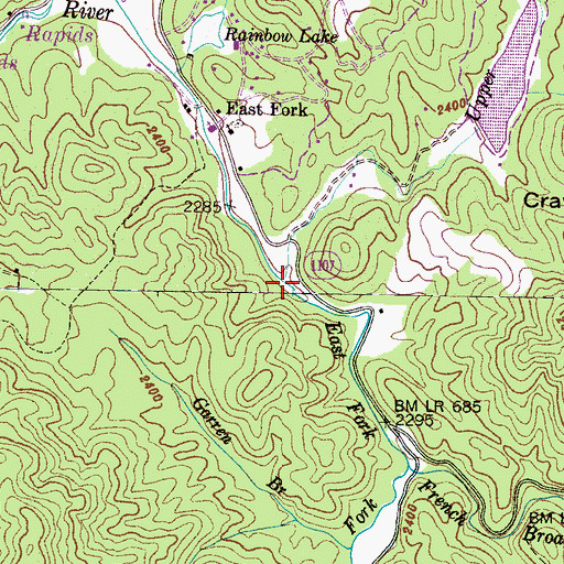Topographic Map of Upper Creek, NC