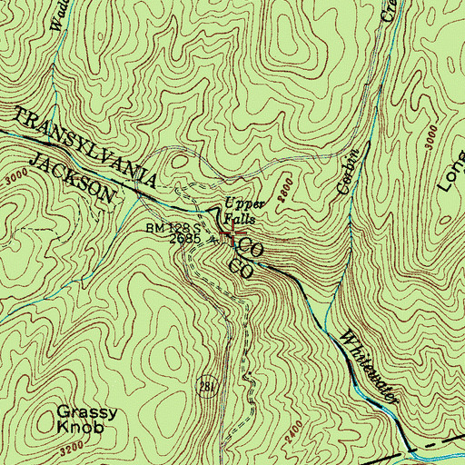 Topographic Map of Upper Falls, NC