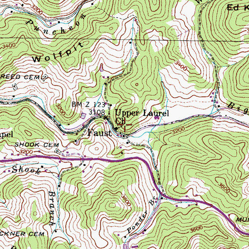 Topographic Map of Upper Laurel Church, NC