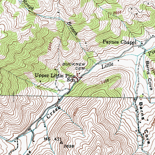 Topographic Map of Upper Little Pine School, NC