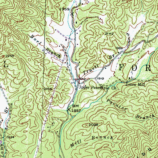Topographic Map of Upper Peachtree Church, NC