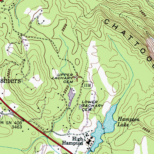 Topographic Map of Upper Zachary Cemetery, NC