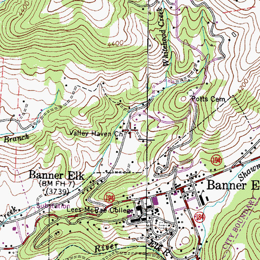 Topographic Map of Valley Haven Church, NC