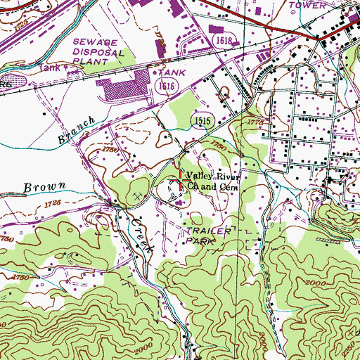 Topographic Map of Valley River Cemetery, NC