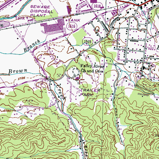 Topographic Map of Valley River Church, NC