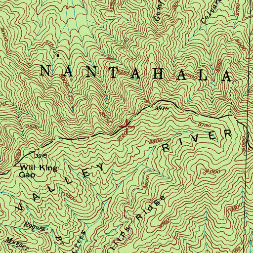 Topographic Map of Valley River Mountains, NC