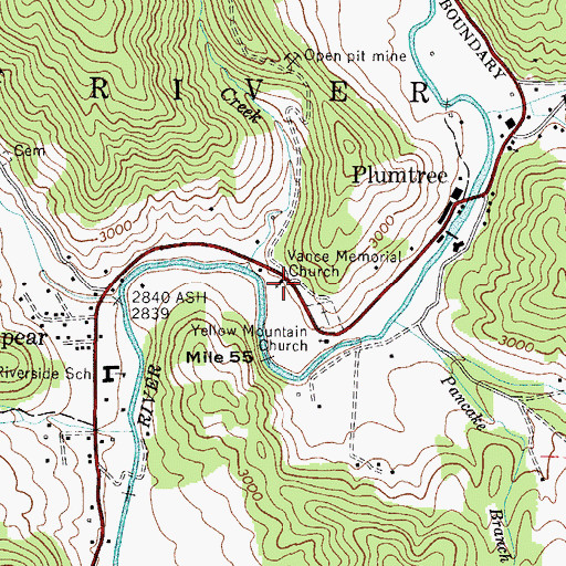 Topographic Map of Vance Memorial Church, NC