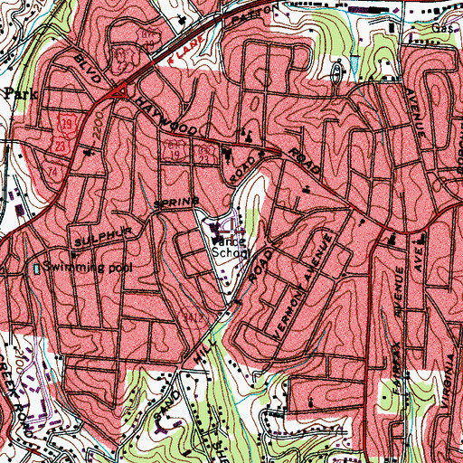 Topographic Map of Vance School, NC