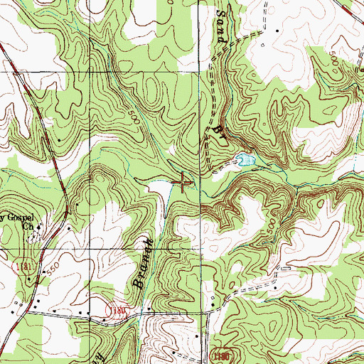 Topographic Map of Nanny Branch, NC