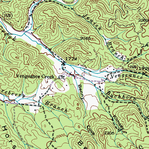 Topographic Map of Vengeance Creek Church, NC
