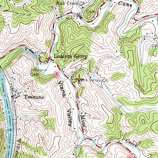 Topographic Map of Vians Valley Church, NC