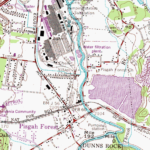 Topographic Map of Village Chapel, NC