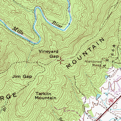 Topographic Map of Vineyard Gap, NC