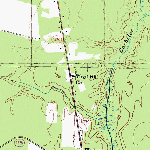 Topographic Map of Virgil Hill Church, NC