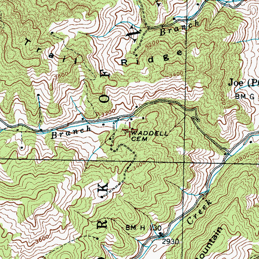 Topographic Map of Waddell Cemetery, NC