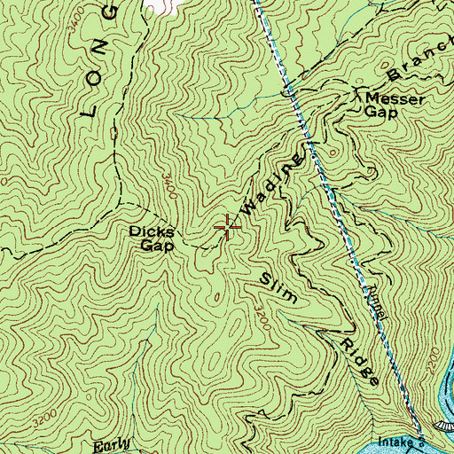 Topographic Map of Wading Branch Ridge, NC
