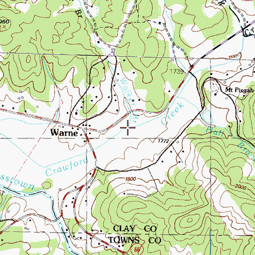 Topographic Map of Walker Branch, NC