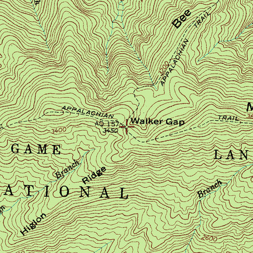 Topographic Map of Walker Gap, NC