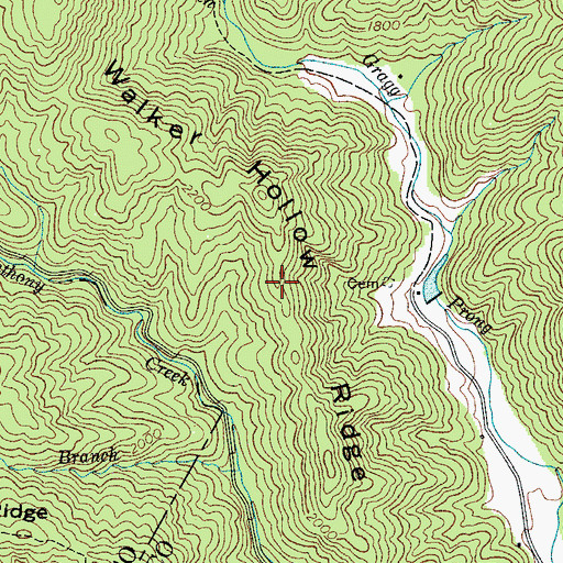 Topographic Map of Walker Hollow Ridge, NC