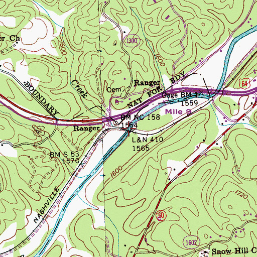 Topographic Map of Walker Mill Creek, NC