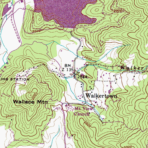 Topographic Map of Walkertown, NC
