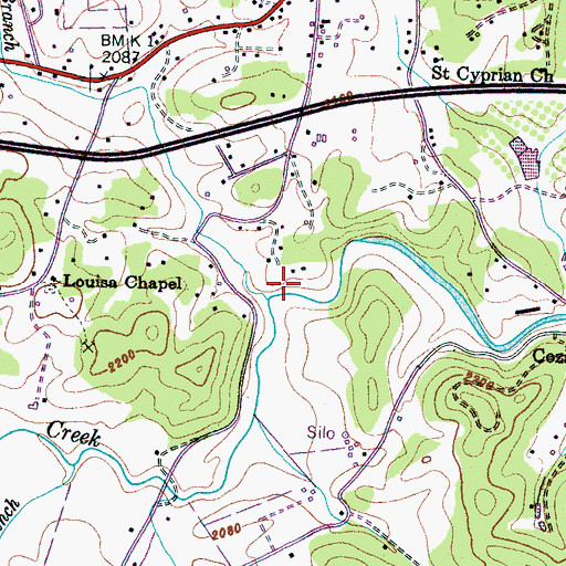 Topographic Map of Wallace Branch, NC