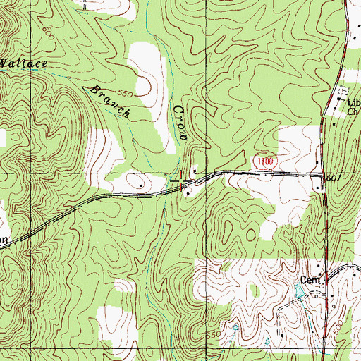 Topographic Map of Wallace Branch, NC