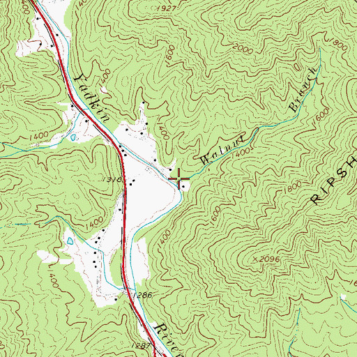 Topographic Map of Walnut Branch, NC