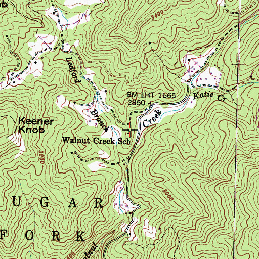 Topographic Map of Walnut Creek School, NC