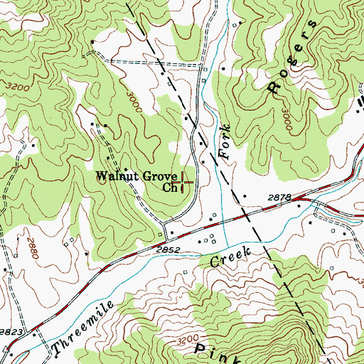 Topographic Map of Walnut Grove Church, NC