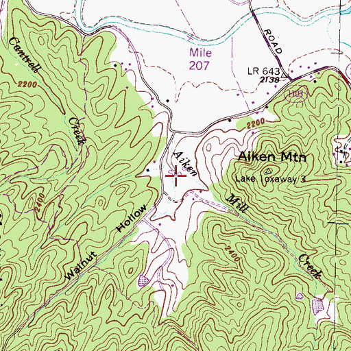 Topographic Map of Walnut Hollow, NC