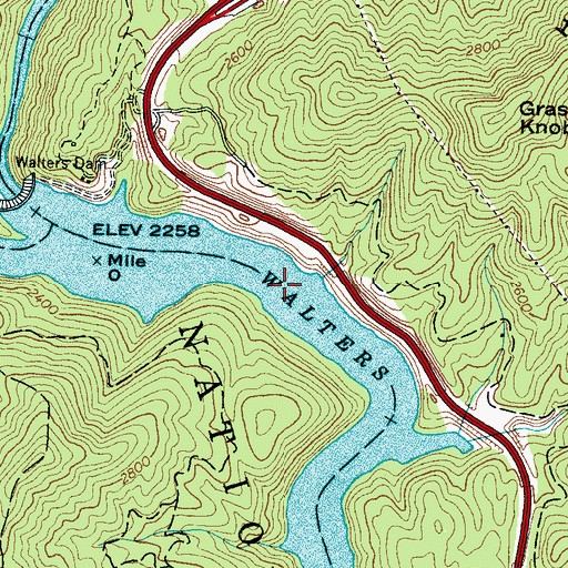 Topographic Map of Waterville Lake, NC