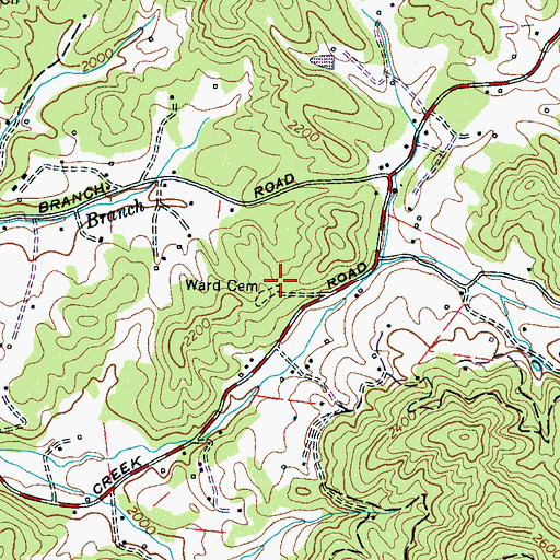 Topographic Map of Ward Cemetery, NC
