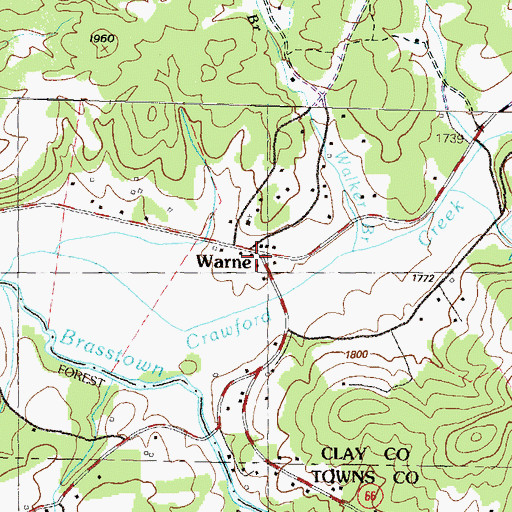 Topographic Map of Warne, NC