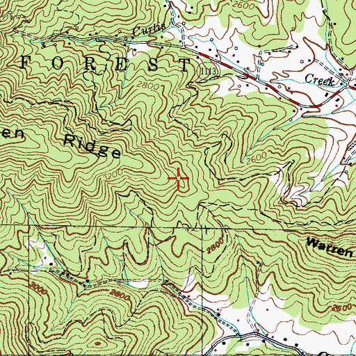 Topographic Map of Warren Ridge, NC