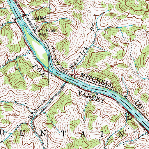 Topographic Map of Warrick Branch, NC