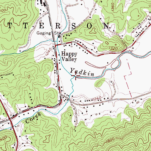 Topographic Map of Warrior Creek, NC