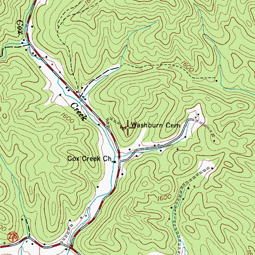 Topographic Map of Washburn Cemetery, NC