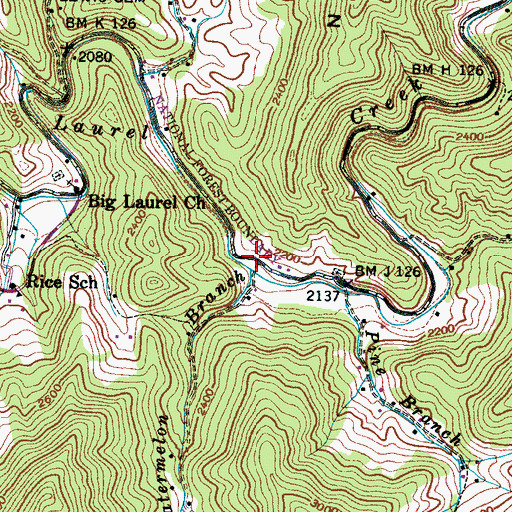 Topographic Map of Watermelon Branch, NC