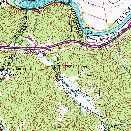 Topographic Map of Watkins Cemetery, NC