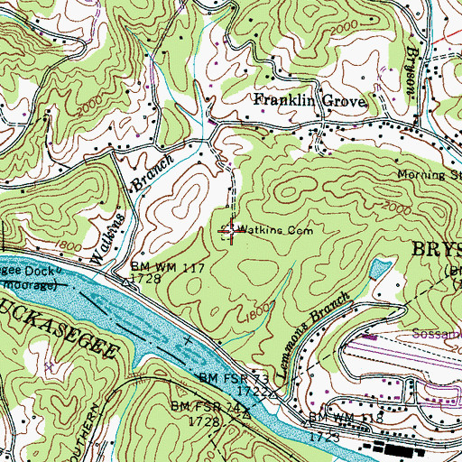 Topographic Map of Watkins Cemetery, NC