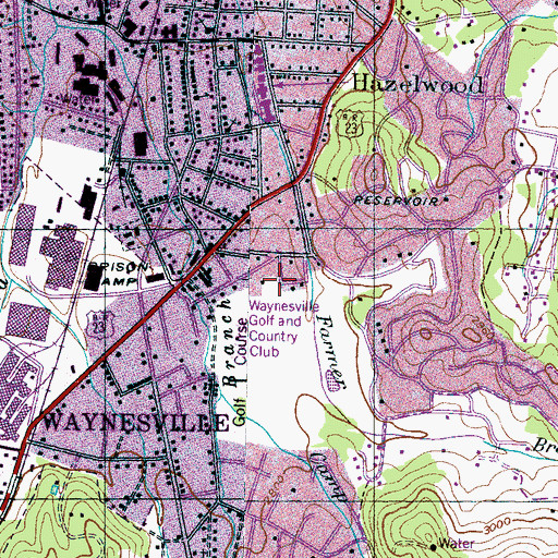 Topographic Map of Waynesville Golf and Country Club, NC