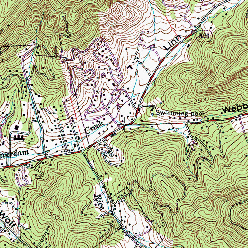 Topographic Map of Webb Cove, NC