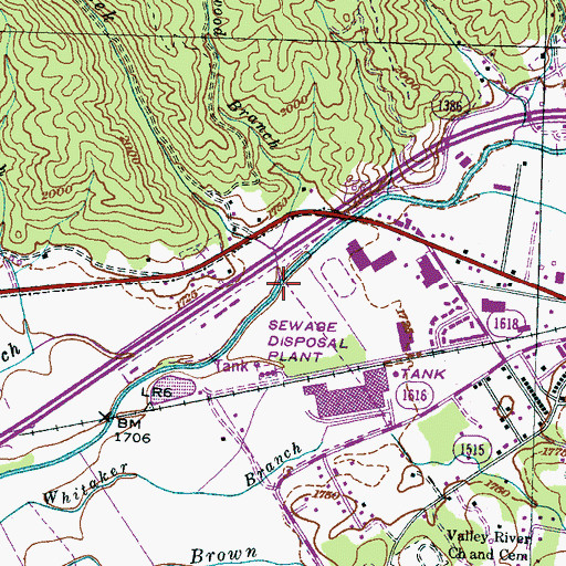 Topographic Map of Webb Creek, NC